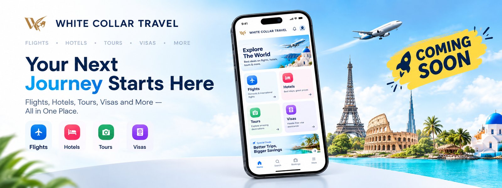 White Collar Travel app — coming soon
